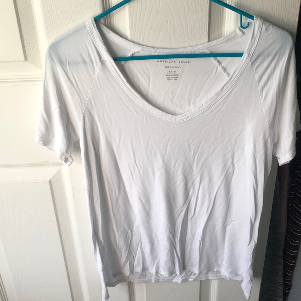 White v-neck shirt